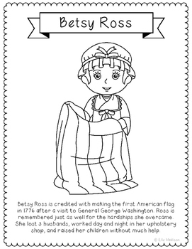 Betsy Ross Coloring Page Craft With Biography American Flag Usa History