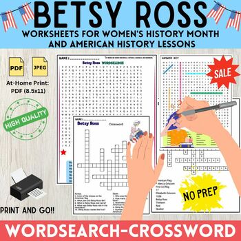 Preview of Betsy Ross Worksheets for Women's History Month & American History Lessons