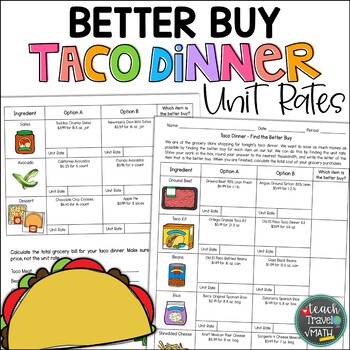 Preview of Better Buy Taco Dinner with Unit Rates