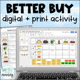 Better Buy Activity - Digital and Print - Comparing Unit Rates Shopping Math