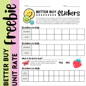 Preview of Better Buy & Unit Rate FREEBIE - 5th & 6th Grade Math Activity