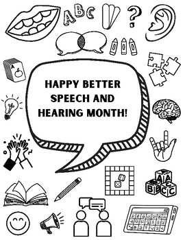 Preview of Better Speech and Hearing Month Coloring Sheet