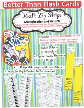 Preview of Better Than flash cards Zip Strip Math Grades 2 - 5 With Assessment Task Cards