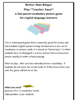 Preview of Better than Bingo!  Vocabulary Picture Game!