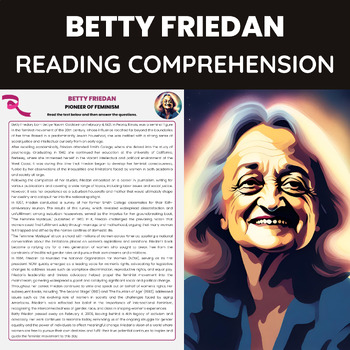 Preview of Betty Friedan Biography for Womens History Month | Activism and Feminism