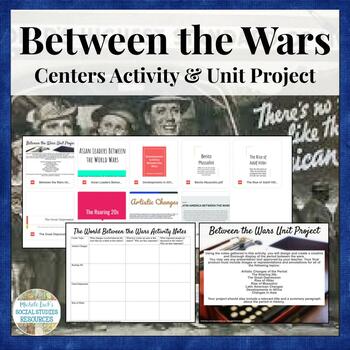 Preview of Between the Great World Wars Centers Activity with Mini Unit Project WWI - WWII