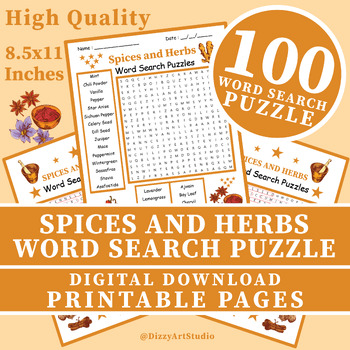 Preview of Spices and Herbs Word Search Puzzle Worksheet Activity