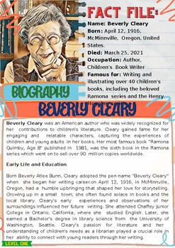 Preview of Beverly Cleary. Author Study. Read Across America. Differentiated Reading