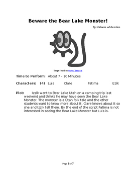 Preview of Beware the Bear Lake Monster! Small Group Reader's Theater