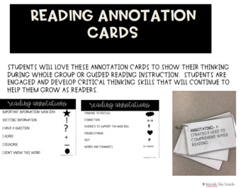 Preview of Beyond the Highlighter- Reading Annotation Task Cards