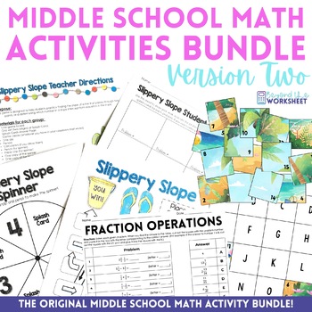 Preview of Middle School Math Activities Bundle - Volume 2 | Puzzles, Games, Projects