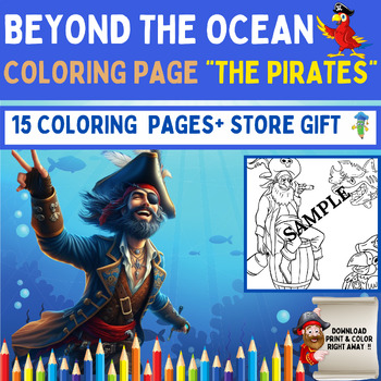Preview of Beyond the ocean "the pirates" - coloring pages - 300 Dpi - 8.5*8.5 + BONUS