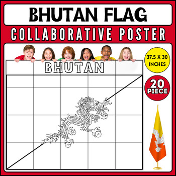 Preview of Bhutan Flag Collaborative Coloring Poster | AAPI Heritage Month Bulletin Board