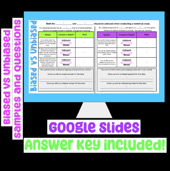 Preview of Biased vs Unbiased Samples and Questions Google Slides Digital Notes