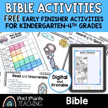 Preview of Bible Activity Worksheets, Early Finishers, Freebie