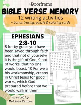 Preview of Bible Activity "by grace you have been saved" Memory Verse Ephesians 2:8-10