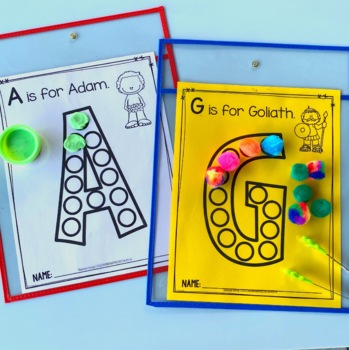 Bible Alphabet Dot Marker Pages by Little Lilac Preschool | TPT