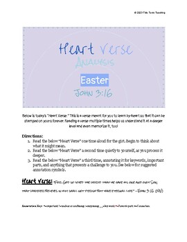 Preview of Bible Analysis and Comprehension Questions: Easter Activity, John 3:16 Study