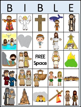 Preview of Bible BINGO Printable Game. Preschool Bible History Curriculum Study