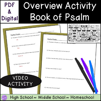 Preview of Bible Book of Psalm Summary Overview activity