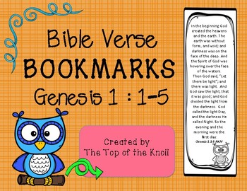 Preview of Bible Bookmarks Genesis 1 Bible Verse Memorization