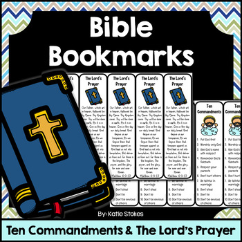 Preview of Bible Bookmarks - The Lord's Prayer & The Ten Commandments