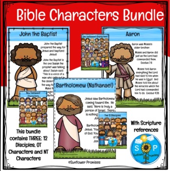 Preview of Bible Character Cards Old Testament, New Testament and the 12 Disciples Bundle