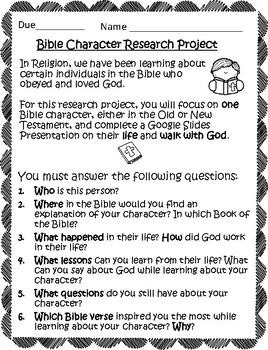 Bible Character Research Project by Teaching Sisters Team | TPT