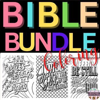 Preview of Get This Now - Bible Coloring Pages Bundle - Relaxing, Stress Relieving 24 Pages
