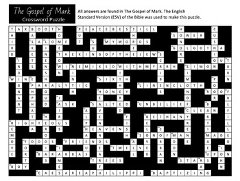 Bible Crossword Puzzle The Gospel of Mark by The Preacher s Wife