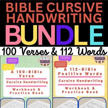 Preview of Get This Bundle - Bible Cursive Handwriting: 100 Verses & 112 Words - 264 Pages