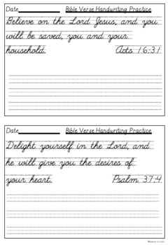 Bible Cursive Handwriting Practice by Apples of Gold | TpT