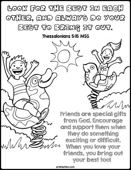 Bible Devotions | Friendship Coloring Pages by preKautism | TpT