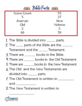 Preview of Bible Facts Worksheet