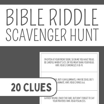 Preview of Bible Indoor/Outdoor Riddle Scavenger Hunt Game