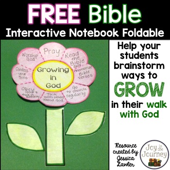 Preview of FREE Bible Interactive Notebook Foldable: Growing in God
