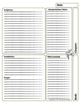 Bible Journal Entry by PRP Girls Made Simple | Teachers Pay Teachers