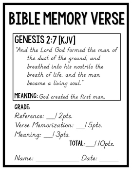 Bible Memory Verses [for the entire school year!] KJV D'nealian edition