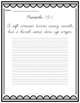 Bible Proverbs for Kids Handwriting Practice in Cursive | TpT