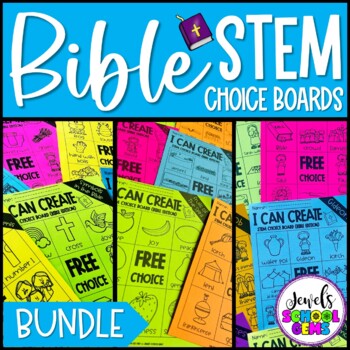 Preview of Bible STEM Choice Boards and Makerspace Activities Sunday School Lessons BUNDLE