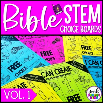Preview of Bible STEM Choice Boards and Makerspace Activities for Sunday School Lessons VBS