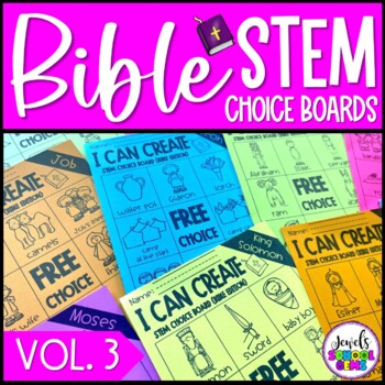 Preview of Bible STEM Choice Boards and Makerspace Activities for Sunday School Lessons VBS