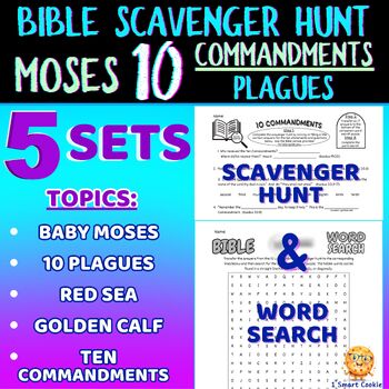 Preview of Bible Scavenger Hunt - Moses, the Ten Commandments, and 10 Plagues Word Searches