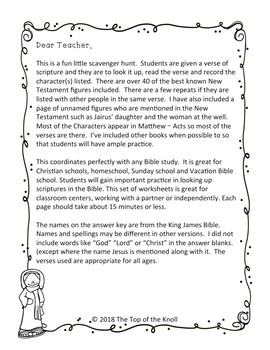 Bible Scavenger Hunt for New Testament Characters | TpT