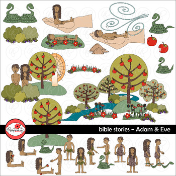 Preview of Bible Stories: Adam & Eve Creation Garden of Eden Clipart Set by Poppydreamz