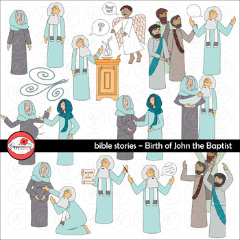 Preview of Bible Stories: Birth of John the Baptist Clipart by Poppydreamz Sunday School