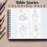 Bible Stories Coloring Pack - 30 Coloring Pages - 8.5 x 11
