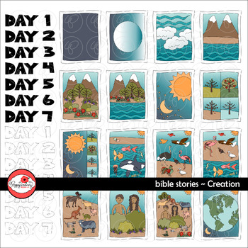 Preview of Bible Stories: Creation Clipart Set by Poppydreamz Biblical Sunday School