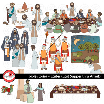 Preview of Bible Stories: Easter - The Last Supper Clipart Set by Poppydreamz Sunday School