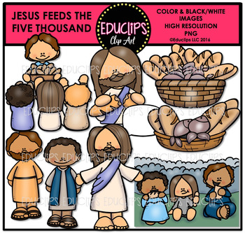 Preview of Bible Stories - Jesus Feeds The Five Thousand Clip Art Bundle {Educlips Clipart}